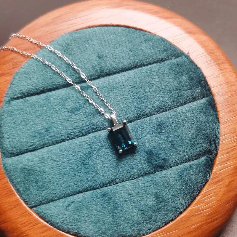 Collana Blu Topazio 925 Anello Argentato