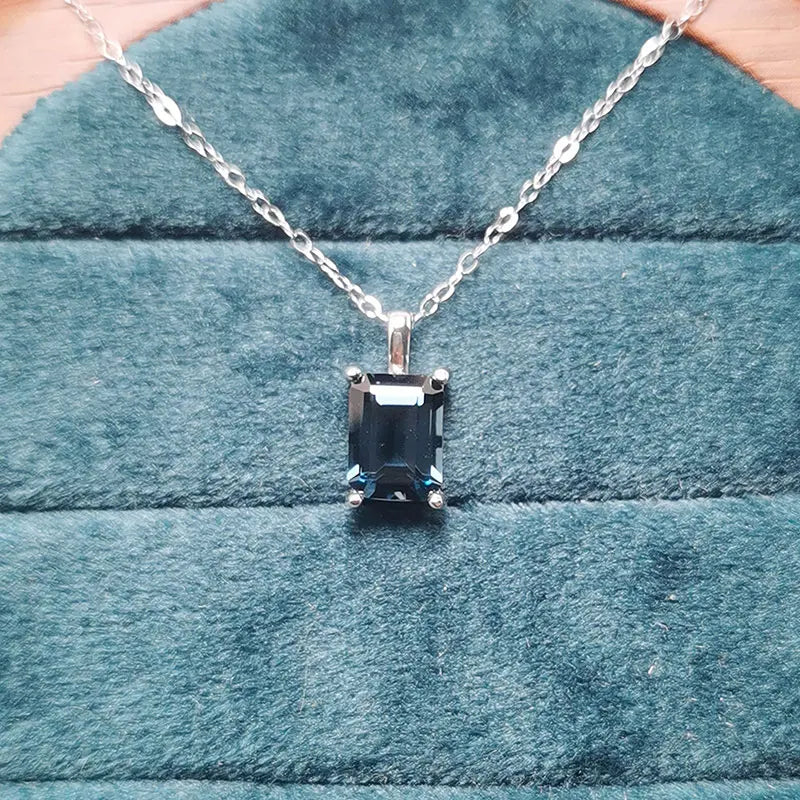 Collana Blu Topazio 925 Anello Argentato