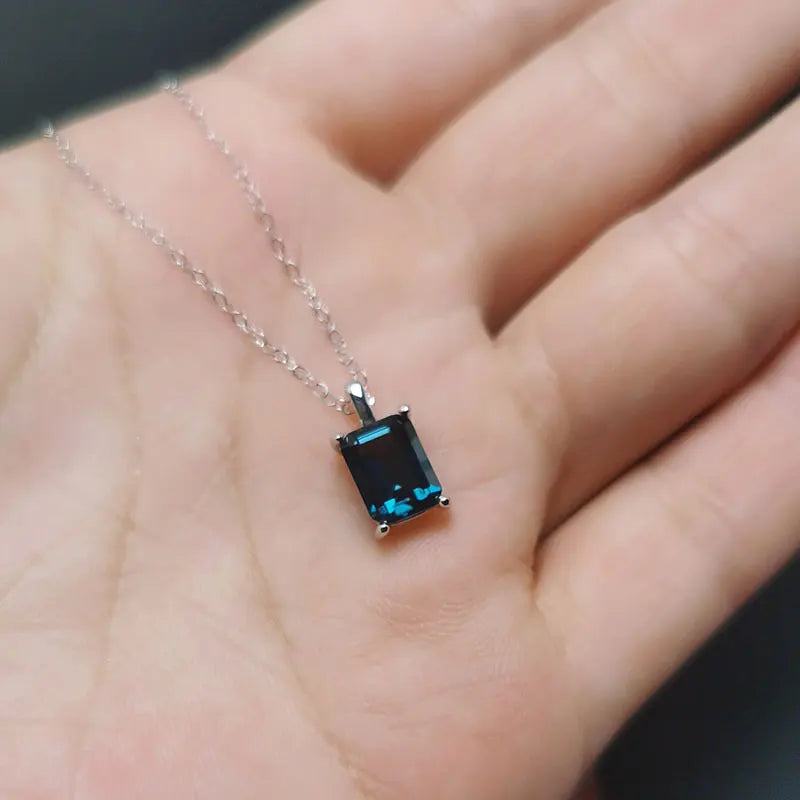 Collana Blu Topazio 925 Anello Argentato