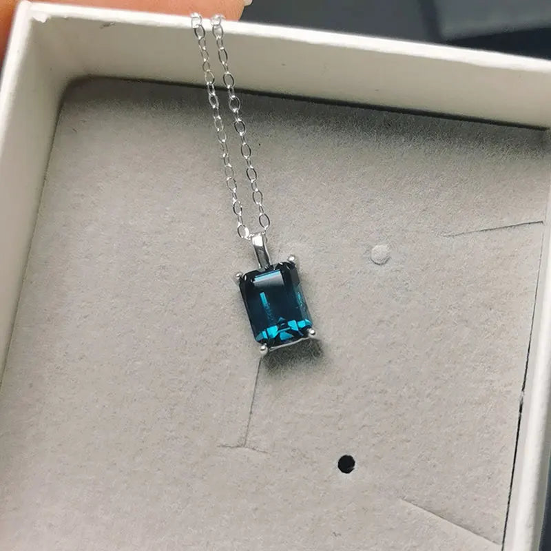 Collana Blu Topazio 925 Anello Argentato