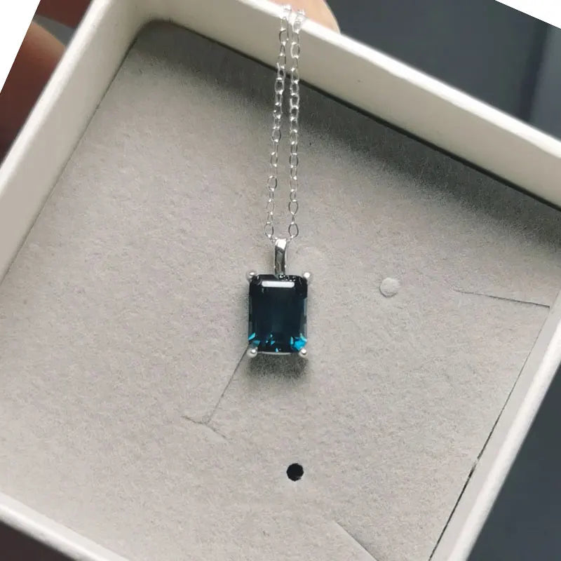 Collana Blu Topazio 925 Anello Argentato