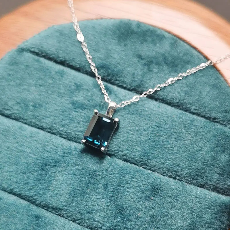 Collana Blu Topazio 925 Anello Argentato